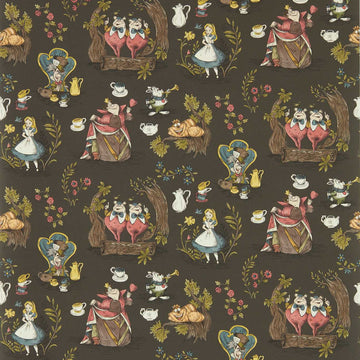 Sanderson Wallpaper Alice in Wonderland Chocolate 217288