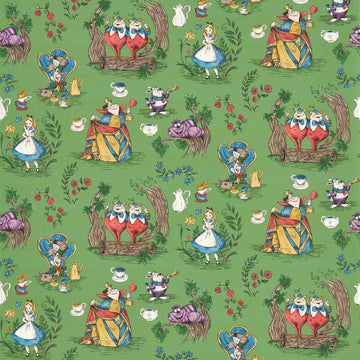 Sanderson Wallpaper Alice in Wonderland Gumball Green 217285