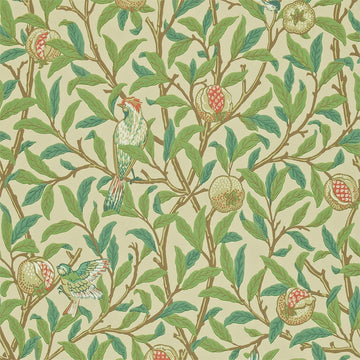 Morris & Co Wallpaper Bird & Pomegranate Bayleaf/Cream 216841