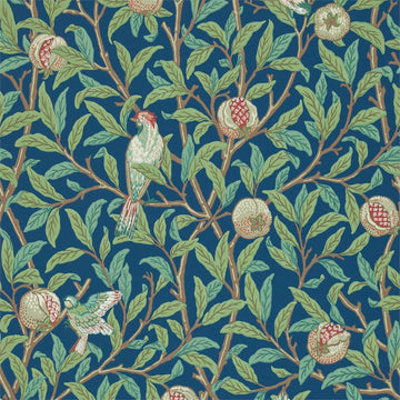 Morris & Co Wallpaper Bird & Pomegranate Blue/Sage 216815