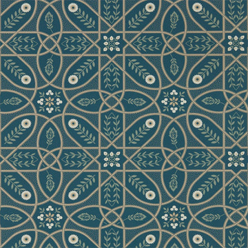 Morris & Co Wallpaper Brophy Trellis Deep Teal 216699