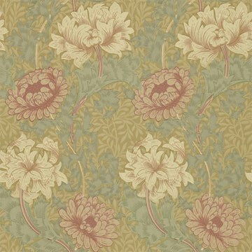 Morris & Co Wallpaper Chrysanthemum Pink/Yellow/Green 216860