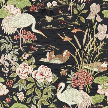 Sanderson Wallpaper Crane & Frog Ink Black/Multi 217123