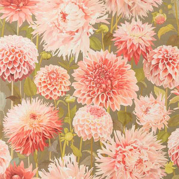 Harlequin Wallpaper Dahlia Coral / Fig Leaf / Gilver 112845