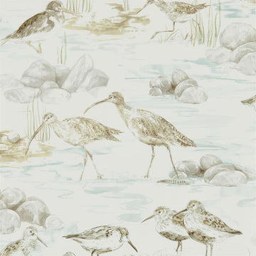 Sanderson Wallpaper Estuary Birds Mist/Ivory 216494