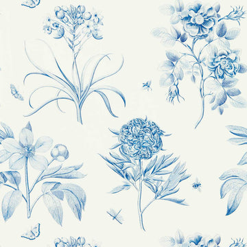 Sanderson Wallpaper Etchings & Roses China Blue 217052