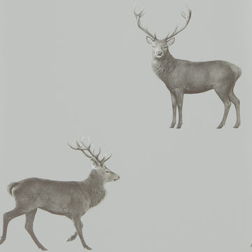 Sanderson Wallpaper Evesham Deer Silver Grey 216619
