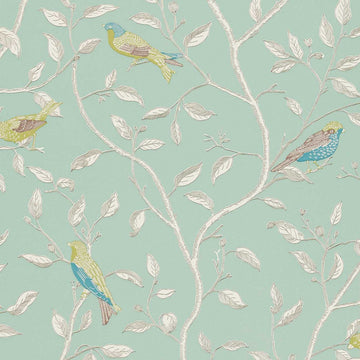 Sanderson Wallpaper Finches Duck Egg DOPWFI103