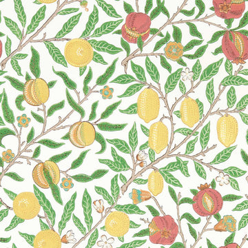 Morris & Co Wallpaper Fruit Leaf Green/Madder 217086