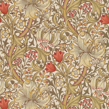 Morris & Co Wallpaper Golden Lily Biscuit/Brick 216869