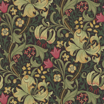 Morris & Co Wallpaper Golden Lily Charcoal/Olive 216853