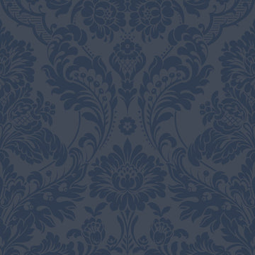 Graham & Brown Wallpaper Gothic Damask Flock Cobalt 104563