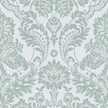 Graham & Brown Wallpaper Gothic Damask Flock Grey/Silver 104564