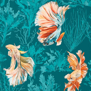 Harlequin Wallpaper Halfmoon Azurite / Coral 112767