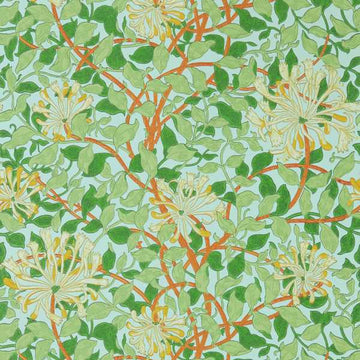 Morris & Co Wallpaper Honeysuckle Sky/Burnt Orange 217094