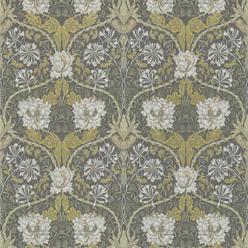 Morris & Co Wallpaper Honeysuckle & Tulip Charcoal/Gold 216827
