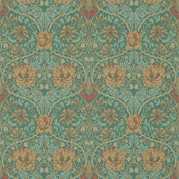 Morris & Co Wallpaper Honeysuckle & Tulip Emerald/Russet 214704