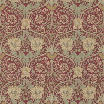 Morris & Co Wallpaper Honeysuckle & Tulip Red/Gold 214700