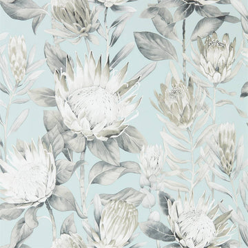 Sanderson Wallpaper King Protea Aqua/Linen 216645