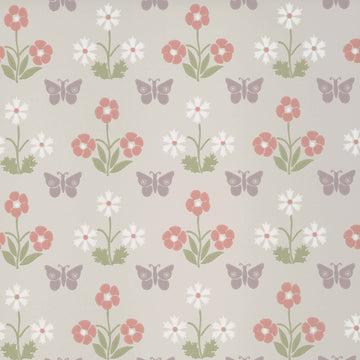 Little Greene Wallpaper Burges Butterfly French Grey
