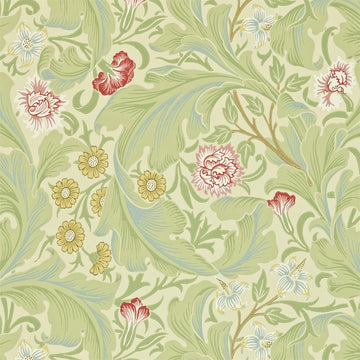 Morris & Co Wallpaper Leicester Green/Coral 212543