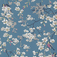 Little Greene Wallpaper Massingberd Blossom Deep Blue