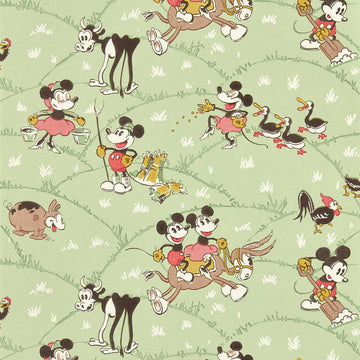 Sanderson Wallpaper Mickey at the Farm Macaron Green 217266