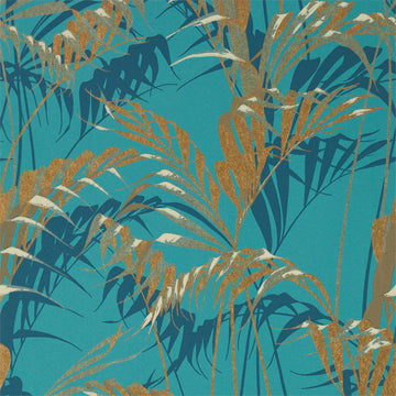Sanderson Wallpaper Palm House Teal/Gold 216640