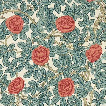 Morris & Co Wallpaper Rambling Rose Emery Blue/Spring Thicket 217206