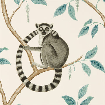 Sanderson Wallpaper Ringtailed Lemur Stone/Eucalyptus 216665