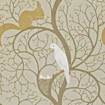 Sanderson Wallpaper Squirrel&Dove Linen/Ivory DVIWSQ101