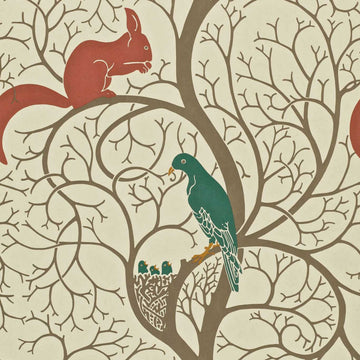Sanderson Wallpaper Squirrel&Dove Teal/Red DVIWSQ102