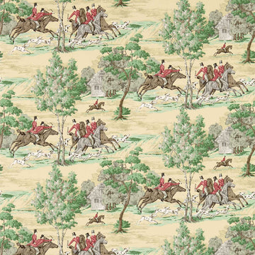 Sanderson Wallpaper Tally Ho Evergreen/Crimson 214598