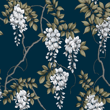 Graham & Brown Wallpaper Wisteria Navy 114868