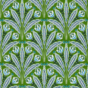 Clarke & Clarke Wallpaper Attingham Cobalt Green W0193/01