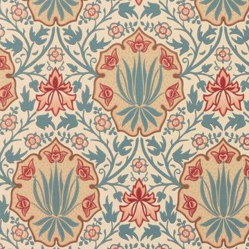 Morris & Co Wallpaper Iris & Rose Indigo/Crimson MUNW217566