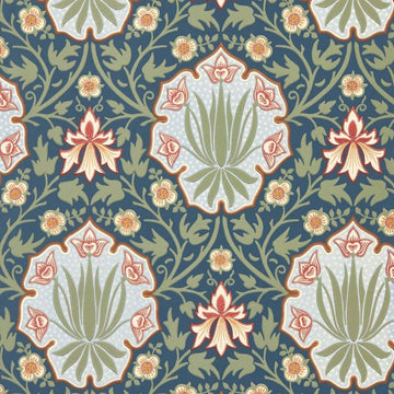 Morris & Co Wallpaper Iris & Rose Indigo/Thyme MUNW217568