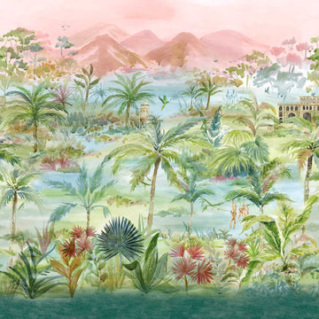 Clarke & Clarke Wallpaper Kerala Mural Teal W0239/01