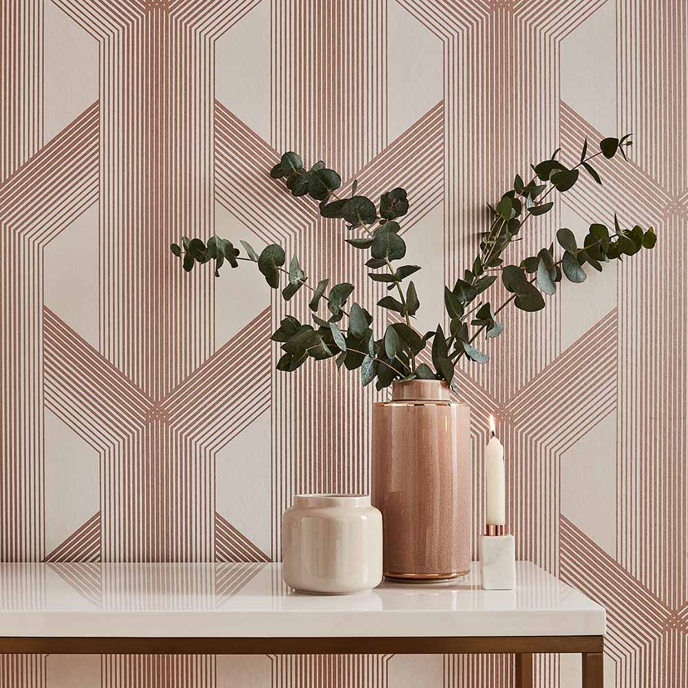 Graham Brown Wallpaper Lagom White Rose Gold 106763