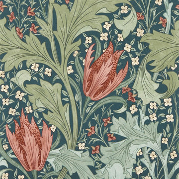 Morris & Co Wallpaper Lent Lily Indigo/Madder MUNW217595