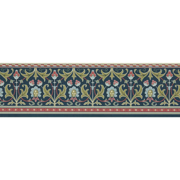 Morris & Co Wallpaper Ornamental Frieze Indigo/Thyme MUNW217613