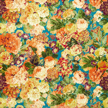 Sanderson Wallpaper Very Rose and Peony Kingfisher/Rowan Berry 217027