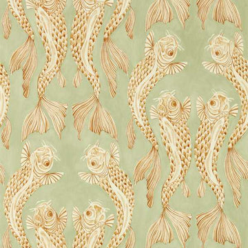 Sanderson Wallpaper Voyaging Koi Oriental Green/Honey 217114