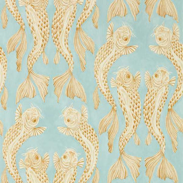 Sanderson Wallpaper Voyaging Koi Clear Sky/Persimmon 217115