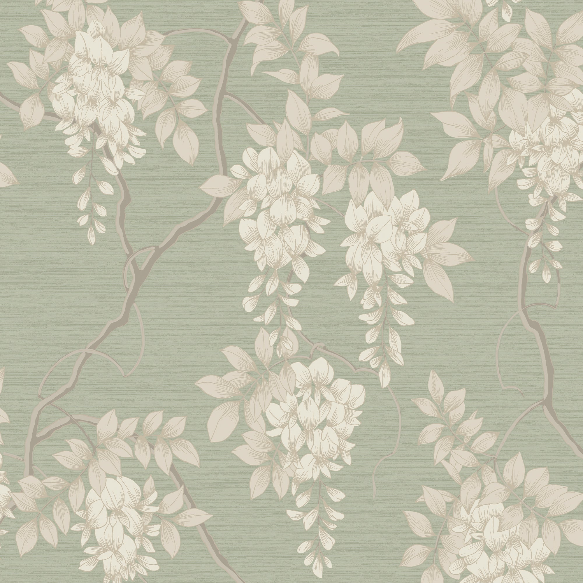 GoodHome Maristow Sage Metallic effect Floral Textured Wallpaper |  Tradepoint