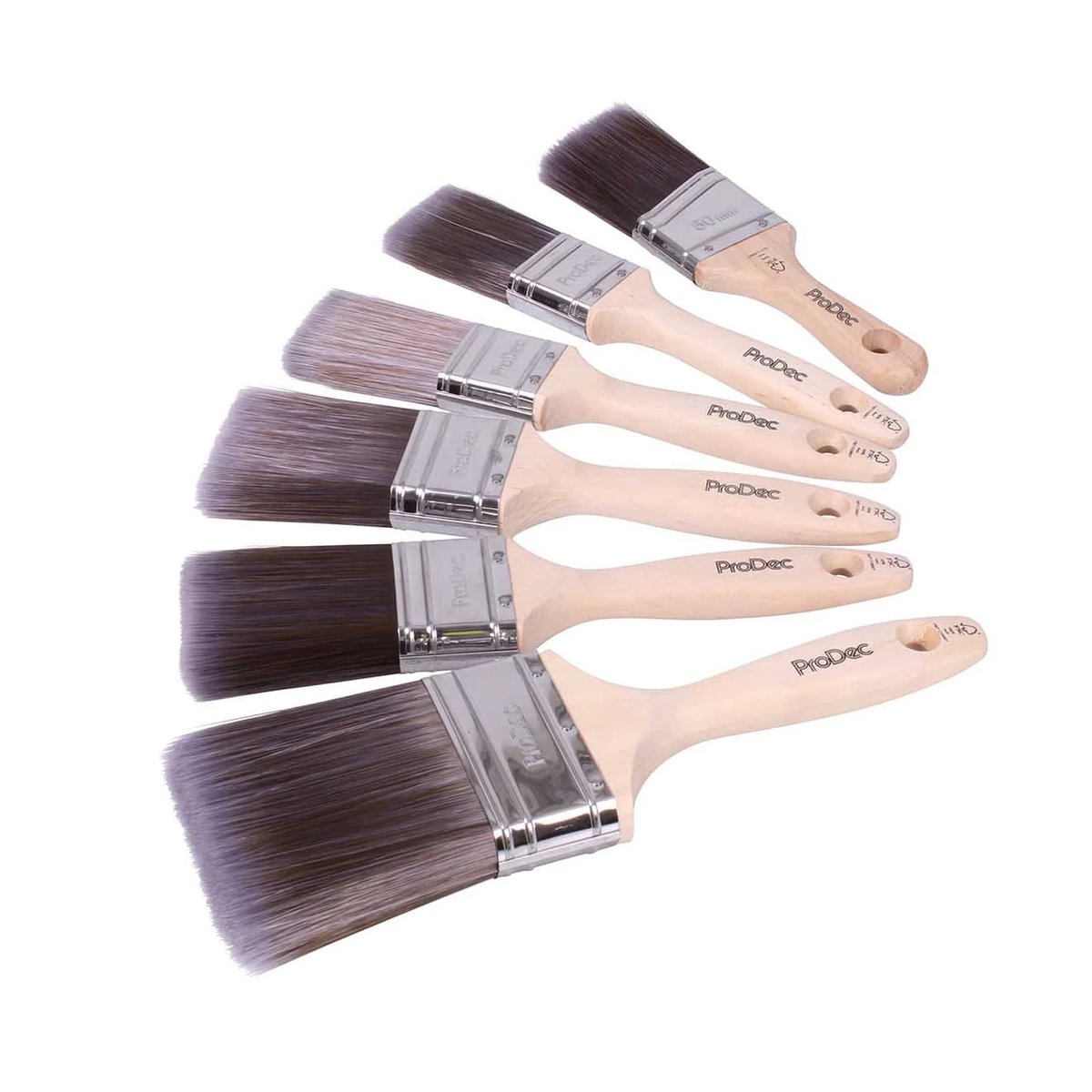 Prodec Premier 6 Piece Synthetic Paint Brush Set with free cutting in brush